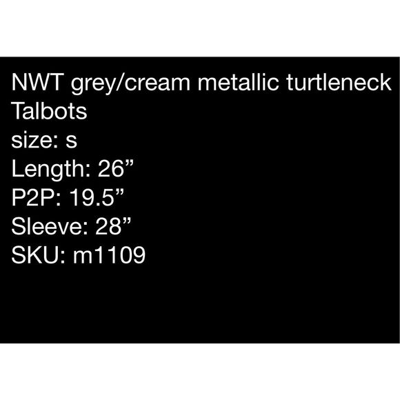 NWT Talbots grey with cream striped turtleneck sweater - s - Picture 9 of 9